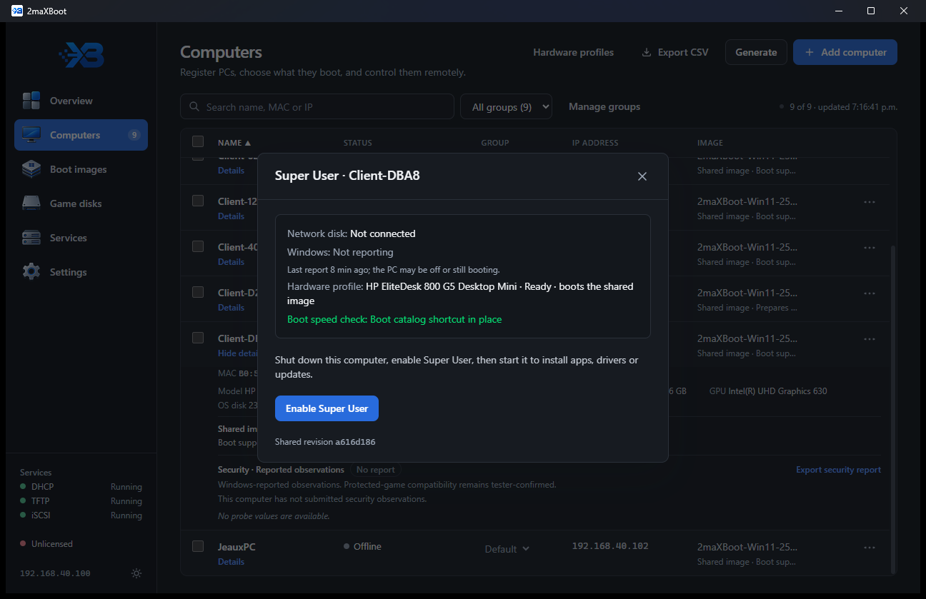 Super User dialog